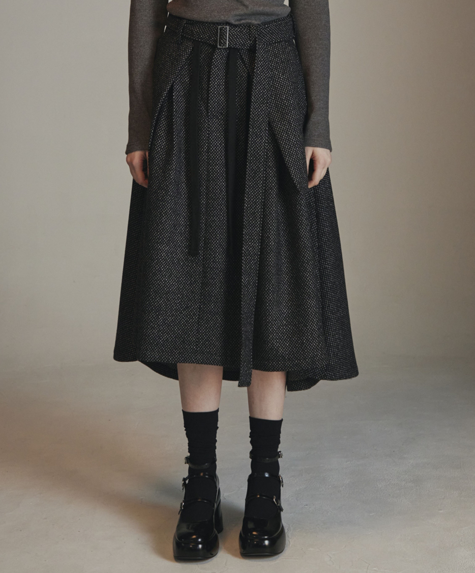 POCKET OUT WOOL SKIRT 