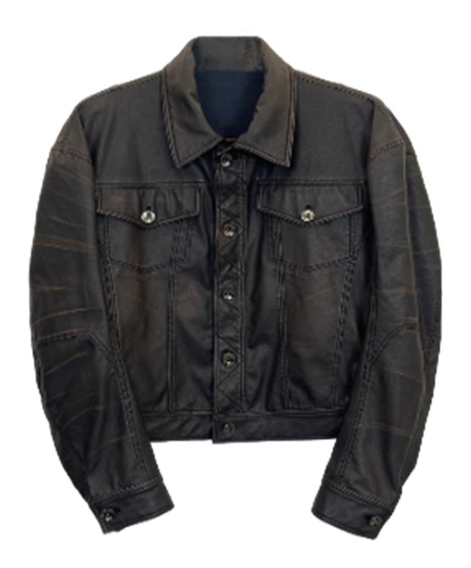 BROWN WASHED LEATHER JACKET