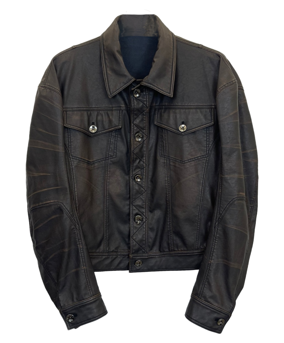 BROWN WASHED LEATHER JACKET