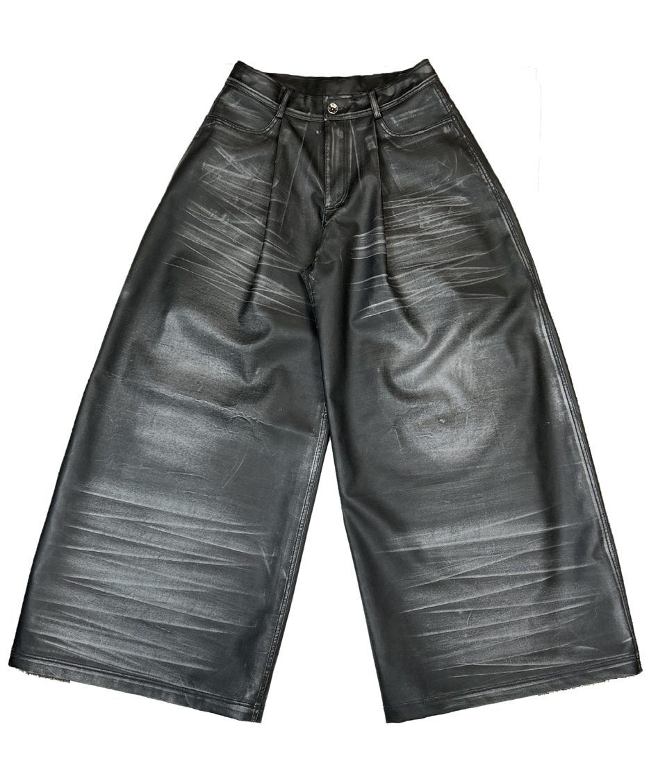 LEATHER WIDE PANTS