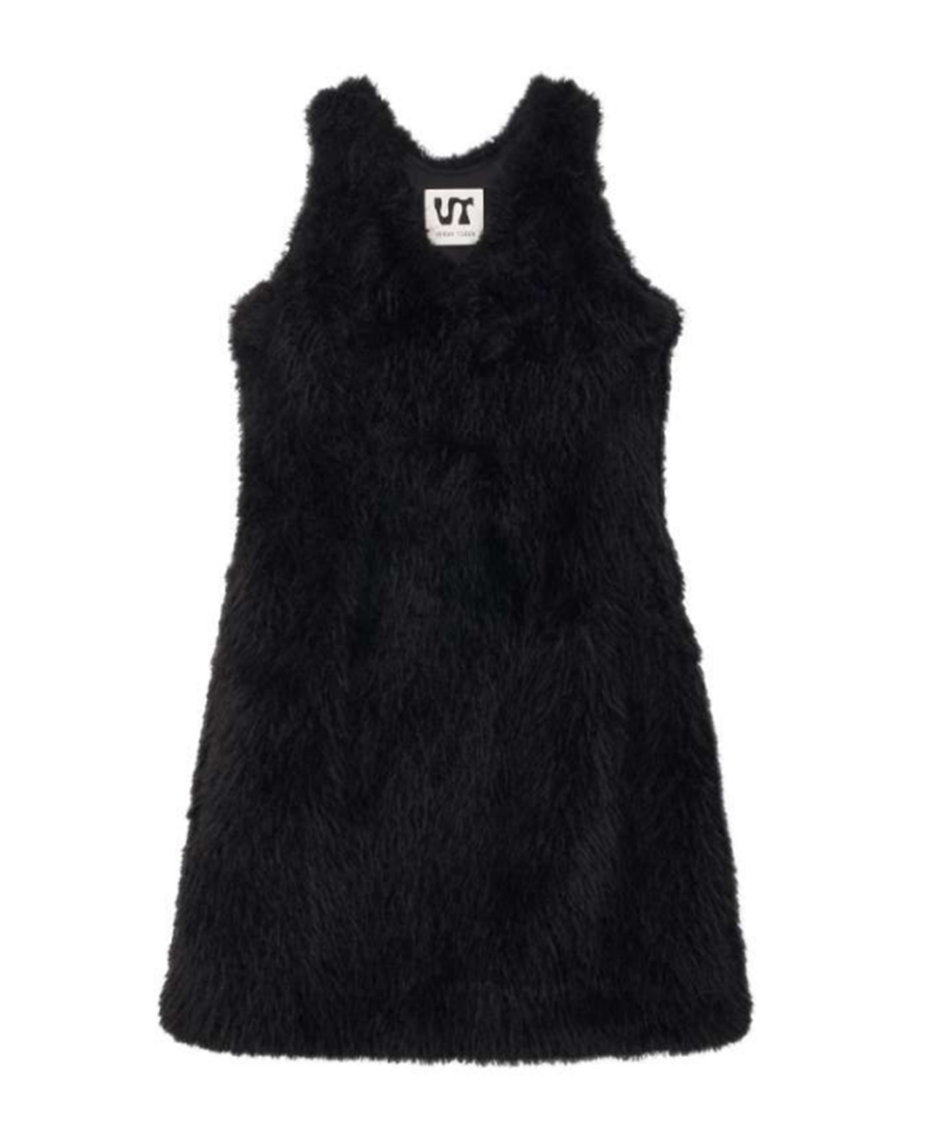 V NECK FUR DRESS