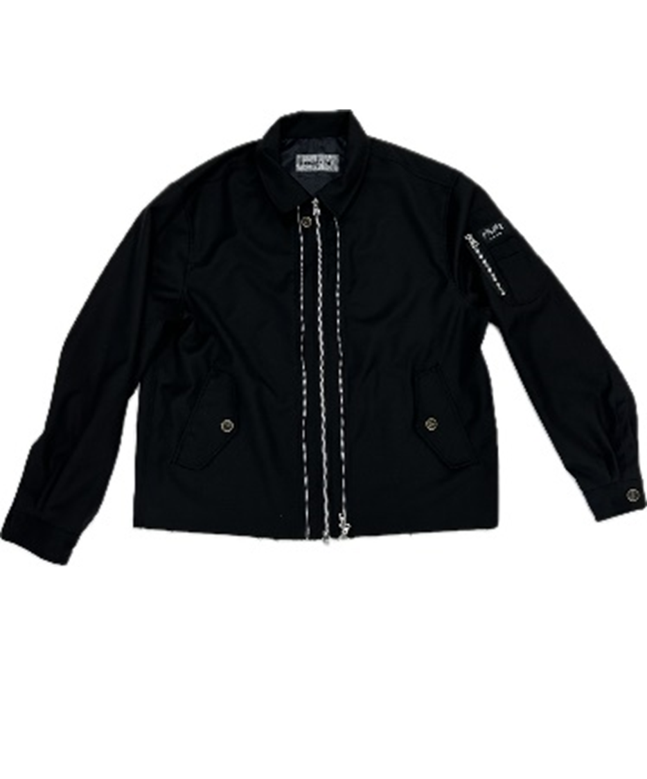 Black Wool Double Zipped Jacket