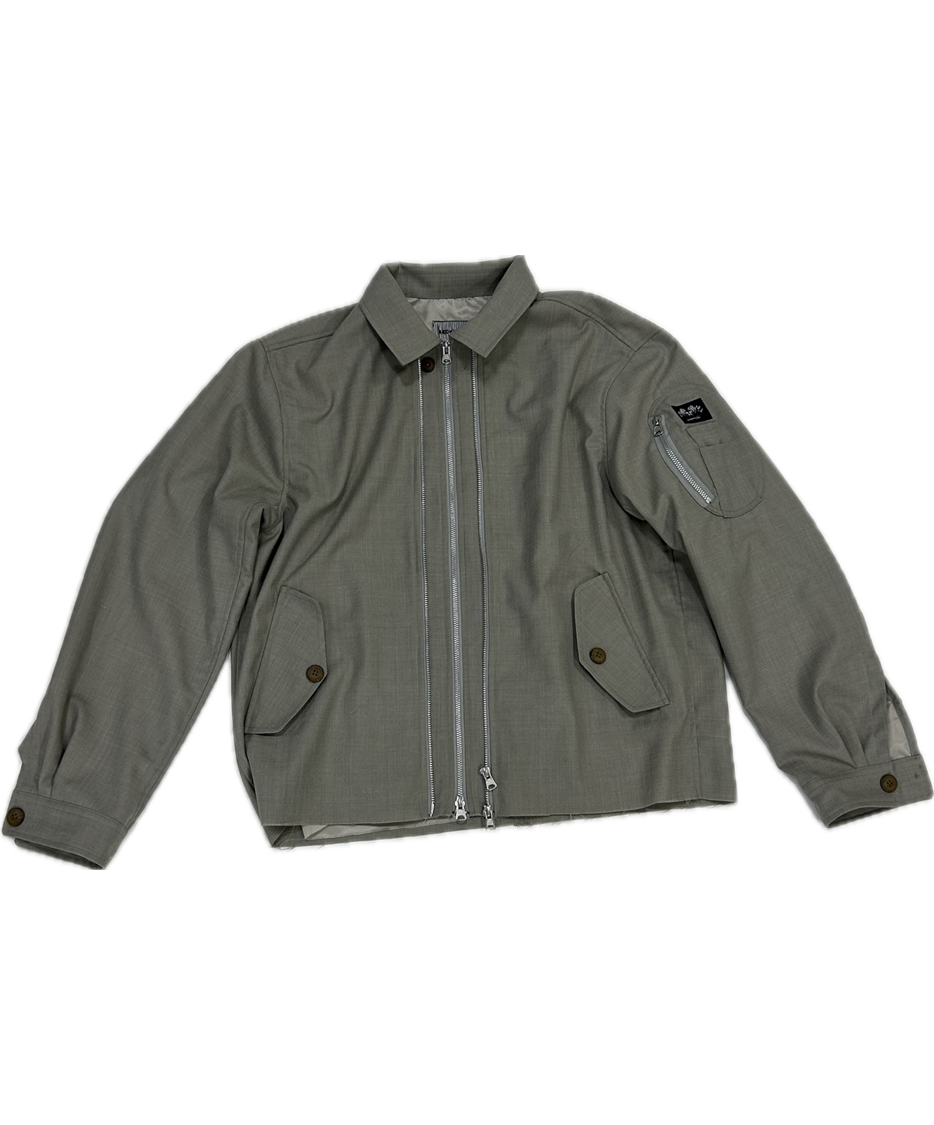 Grey Wool Double Zipped Jacket