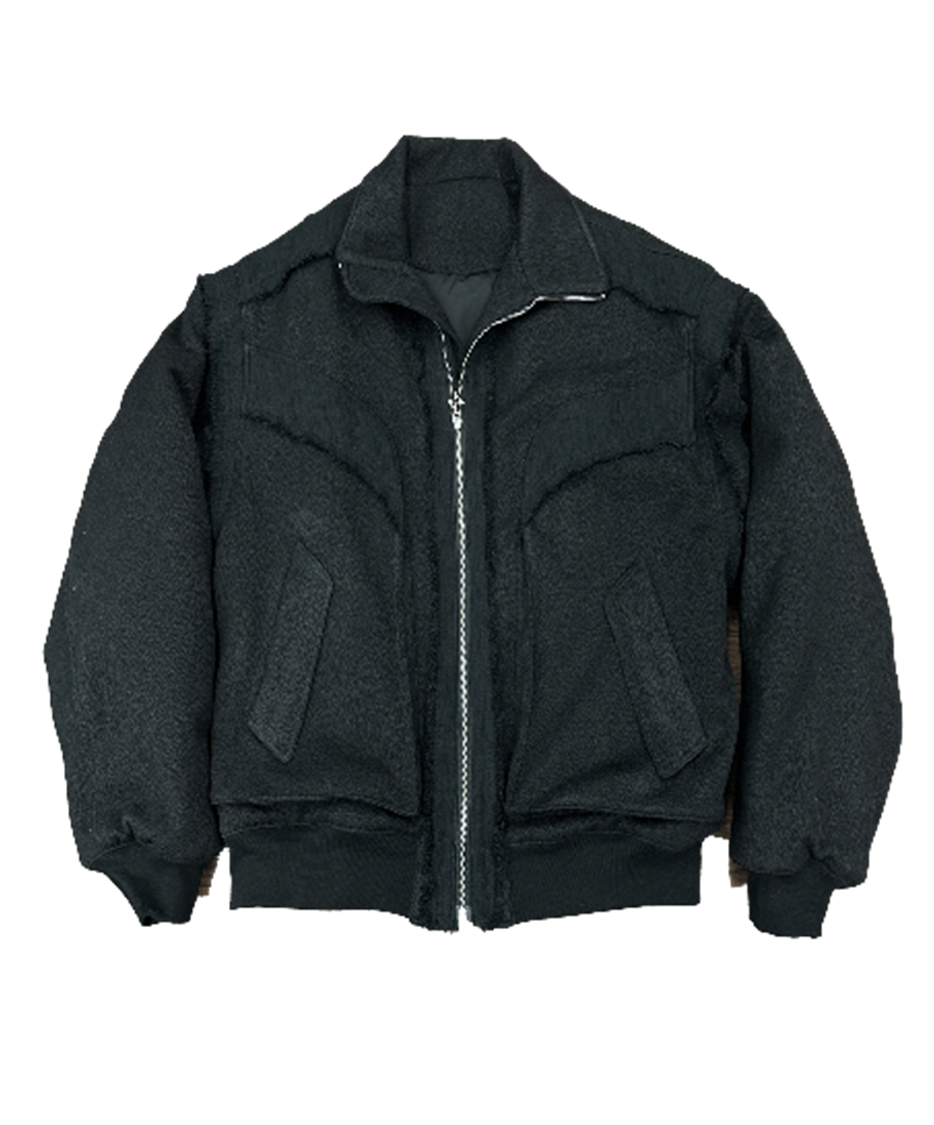 Heavy Texture Wool Linen Puffer Jacket