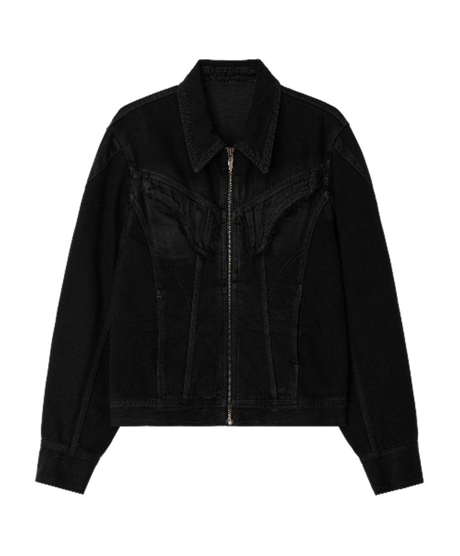 Dyed Curved Line Denim Trucker Jacket