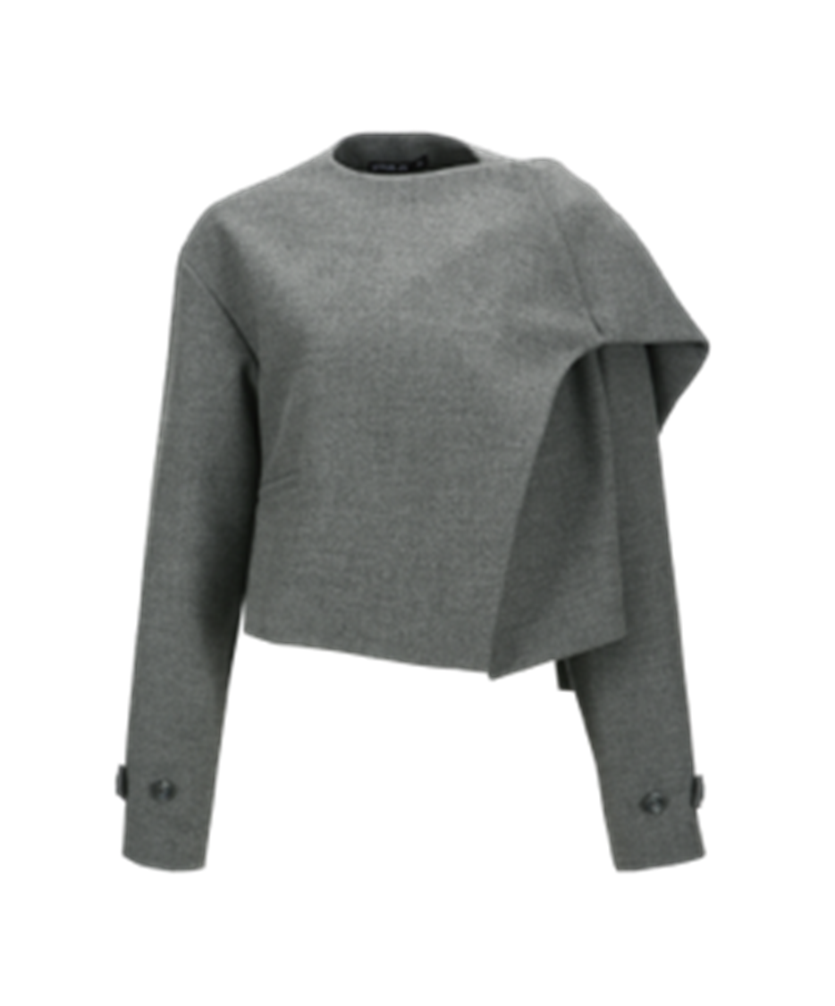 Scarf-Detail Crop Jacket