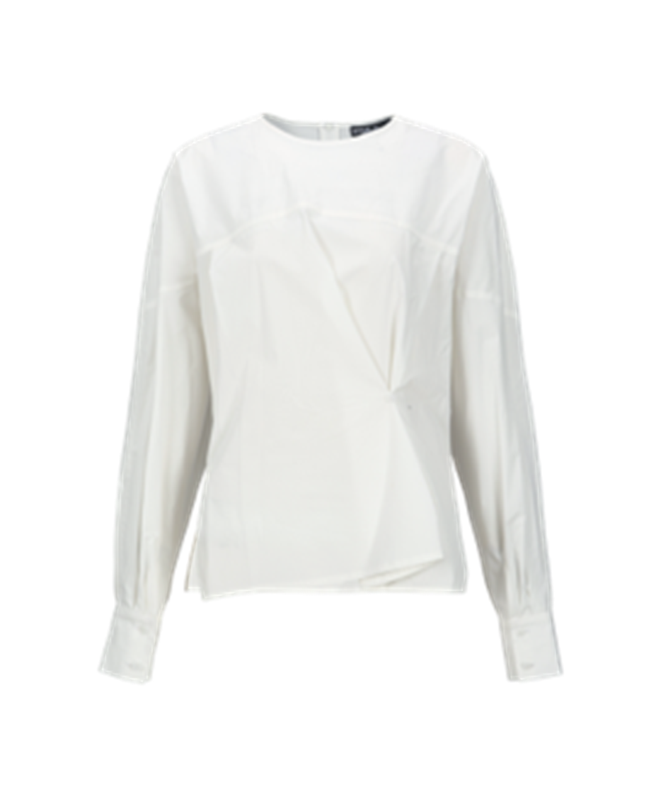 Draped Crossover Buttoned Blouse
