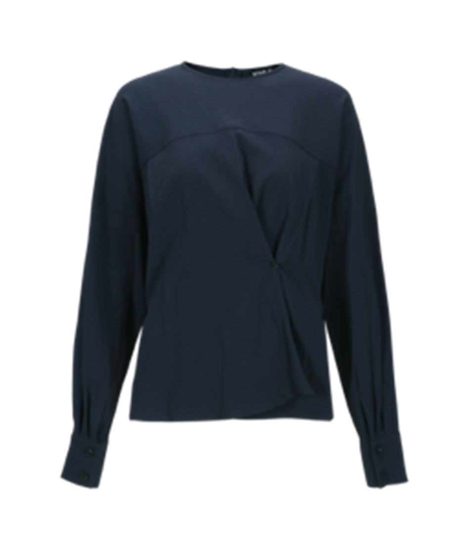 Draped Crossover Buttoned Blouse
