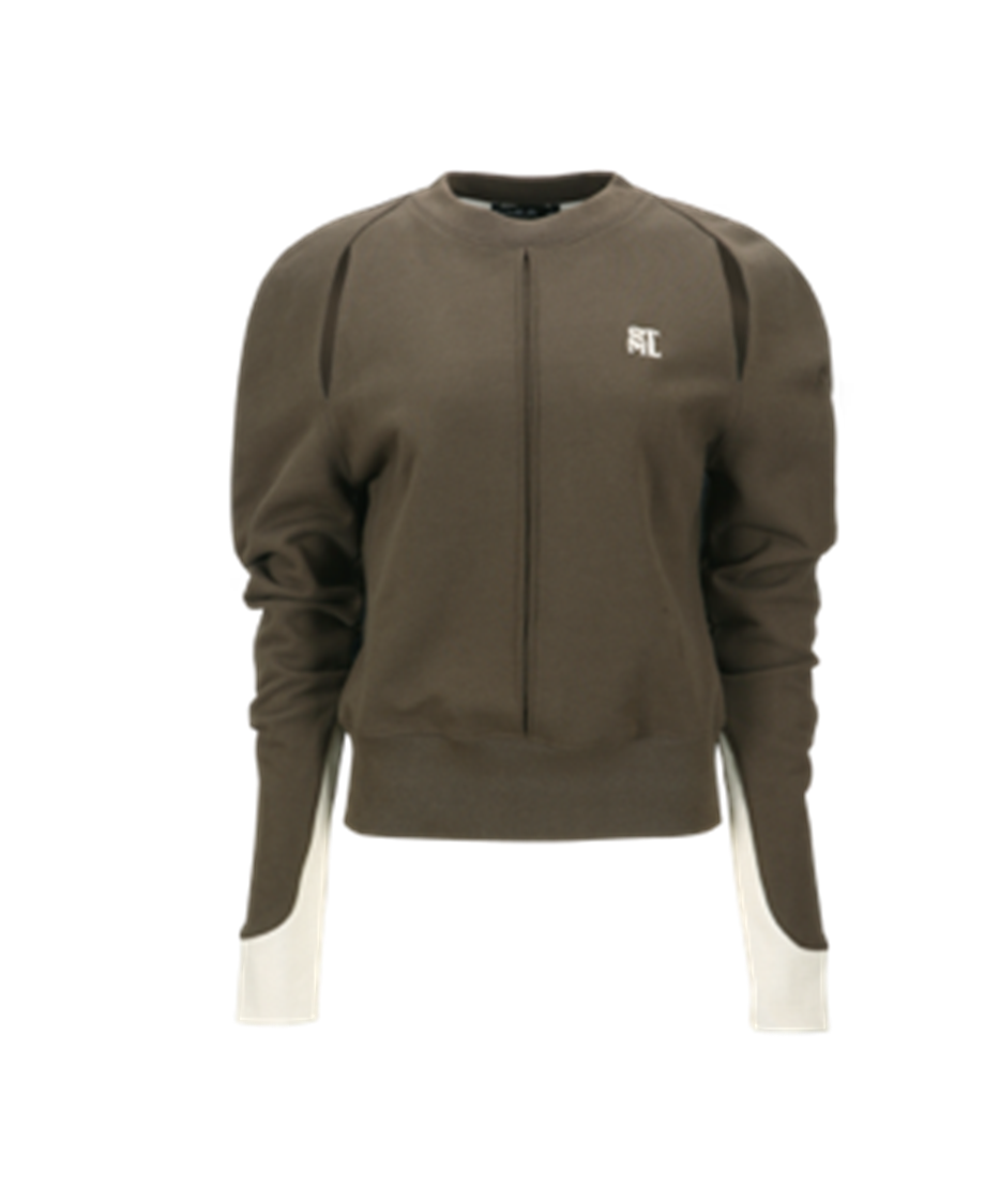 Cut-Out Detail Contrast Ribbed Sweatshirts